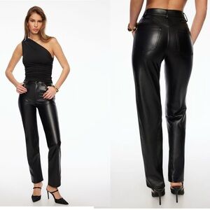 Dynamite black Gisele Straight Leg Faux Leather Pleather Vegan Pants 6 NWOT